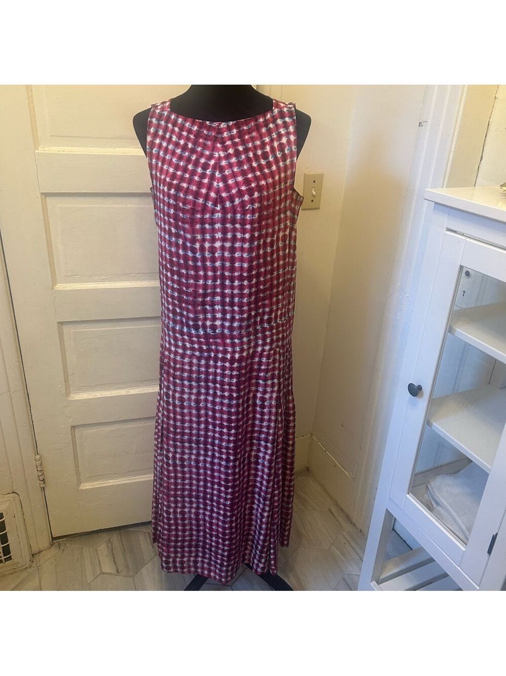 Tory Burch Silk Sonda Sleeveless Drop Waist Shift Red Maxi Dress 6 Coquette